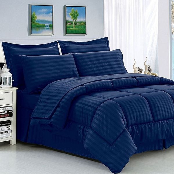 Gripitt - 5 Piece Stripe Comforter Set - Royal Blue
