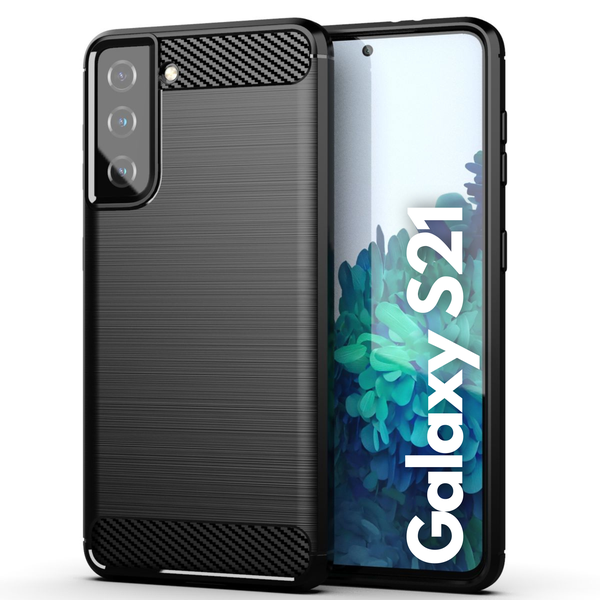 Shockproof Carbon Fiber Design Cover for Galaxy S21 - Black