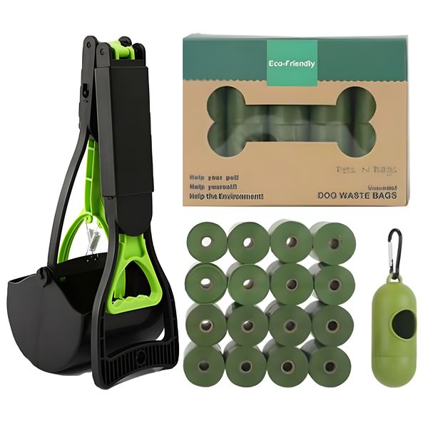 Pet Poop Scoop+Dog Poop Bag -Dog Poop Picker and Thick Leak-proof Poop Bag