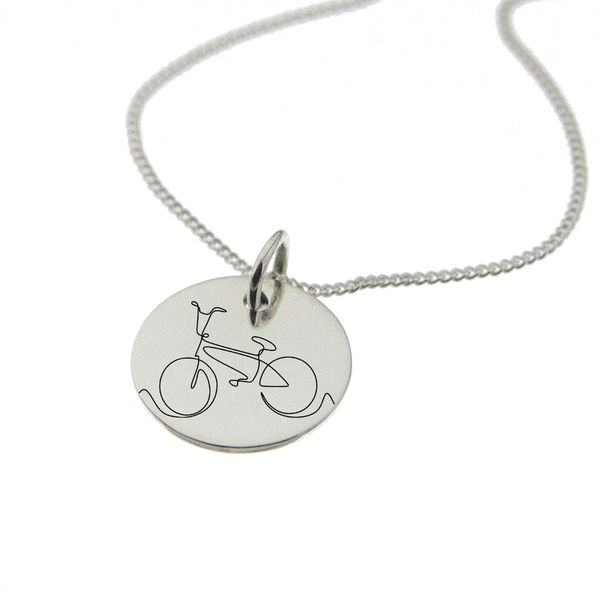 Bicycle Engraved on Sterling Silver with Chain