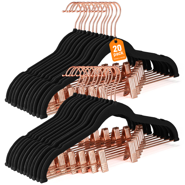 TopikaHome - 20/10Pack Velvet Clothes Hangers with Clips,Non-Slip,360 Hook