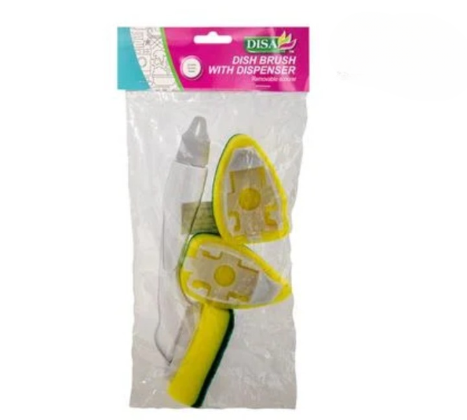 Hands-Free Dish Brush with Refillable Dispenser and 2 Spare Heads