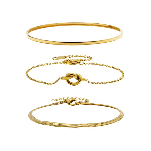 Steel My Heart Waterproof 3-Pack Stacked Stainless Steel Bracelets