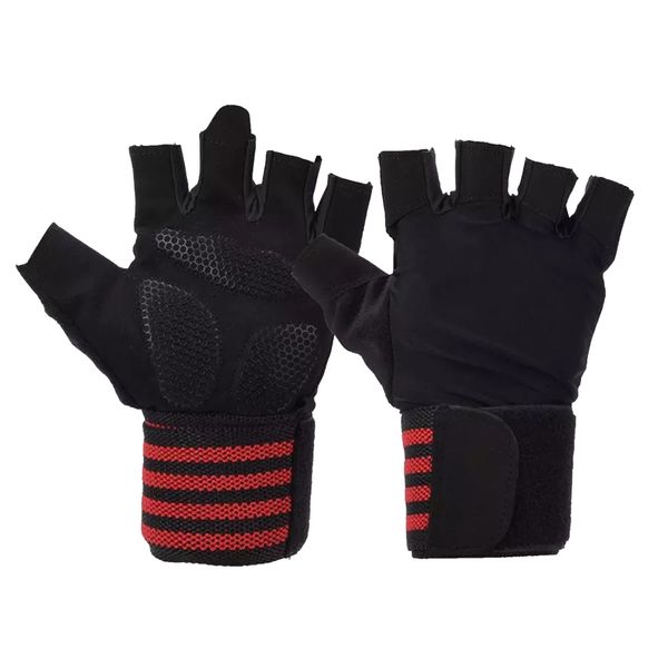 One Pair Anti-skid Breathable Half Finger Cycling Gloves - Black &amp; Blue