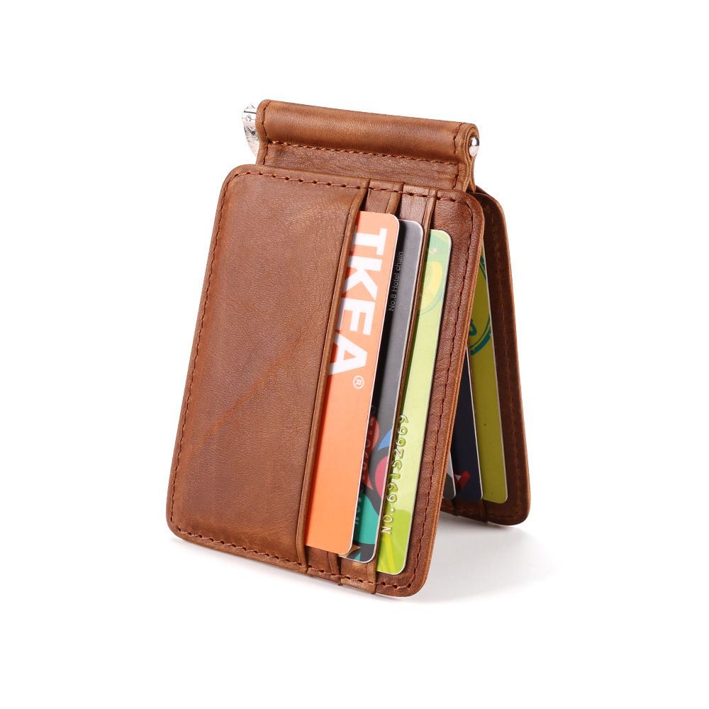 Men's Slim Leather Card Holder with Integrated Metal Money Clip | Shop ...