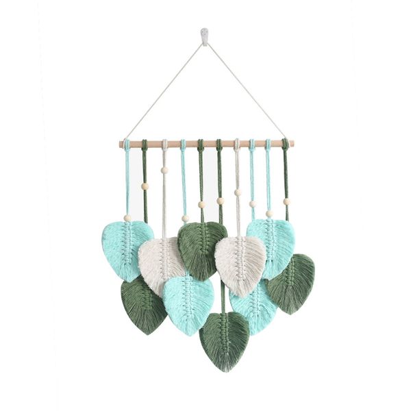 Boho Macrame Wall Deco Wall Hanging Woven Leaves Tassels Tapestry A