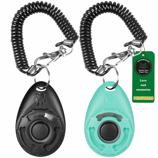 2 Pack Dog Clicker Pet Training Clicker with Wrist Strap for Dog/Cat/Horse
