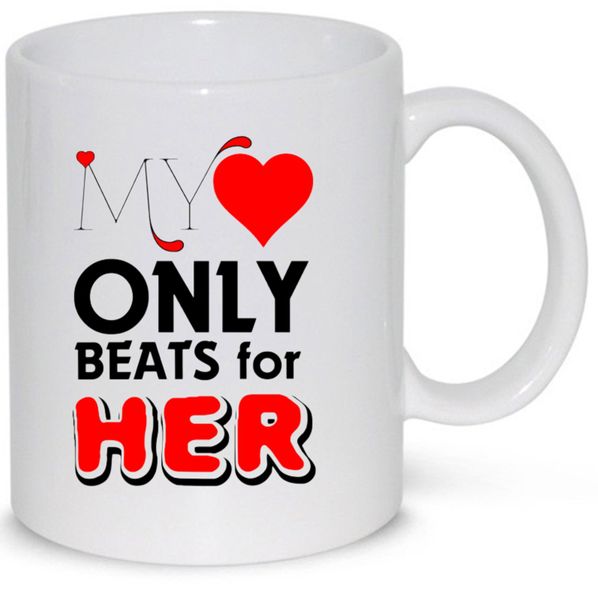My Heart Only Beats For Her Anniversary Gift Coffee Mug (11Oz Standard Mug)