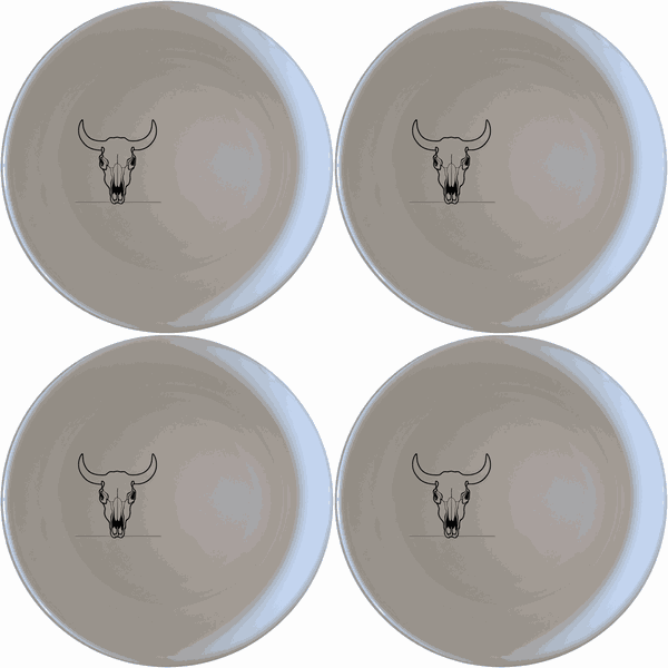 Front Facing Cow Skull Bowl Set of 4 - Range 1