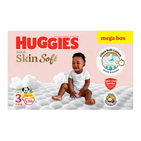 Huggies Gold Skin Soft - Size 3 (6-10kg) - 152 Nappies Mega Box