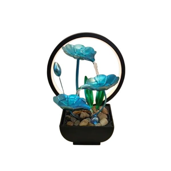 Blue Indoor Tabletop Flower Fountain Ornament