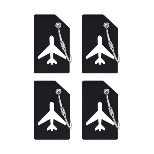 4 Piece - Silicone Luggage Tag - Boarding Pass Design - Black