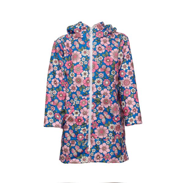 Kids Hooded Beach Towel, Full Zip, Long Sleeves Floral Print