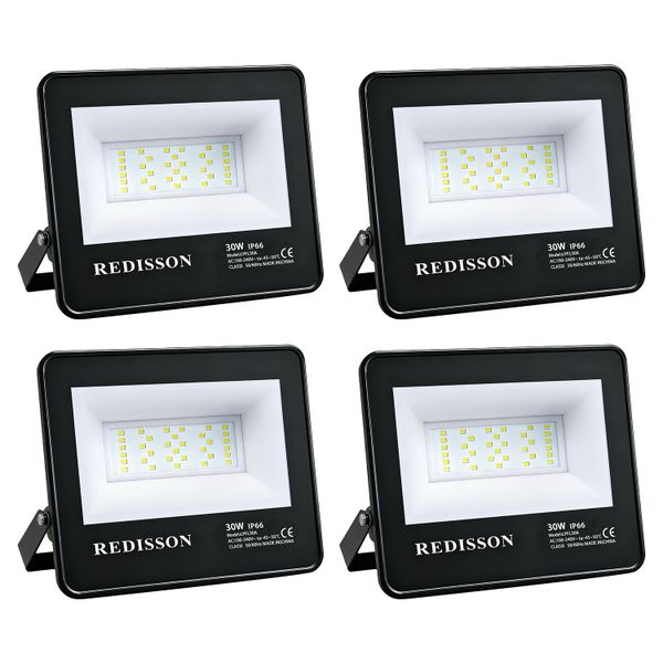 REDISSON 4 Pack 30W LED Floodlight IP66 Waterproof Flood Light for Outdoor