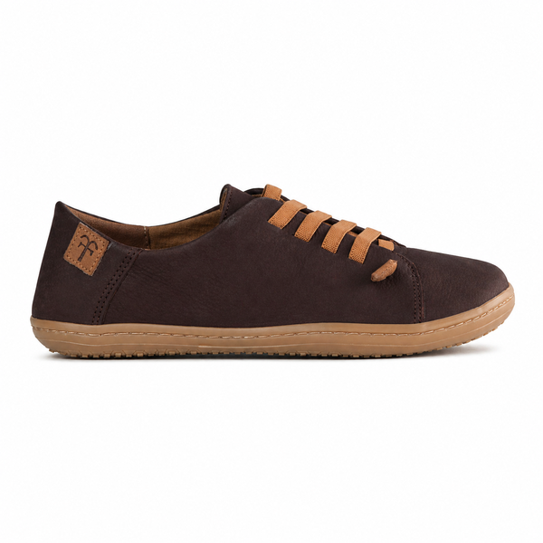Froggie Women's Elasticated lace Barefoot Shoe-Removable Footbed -Brown