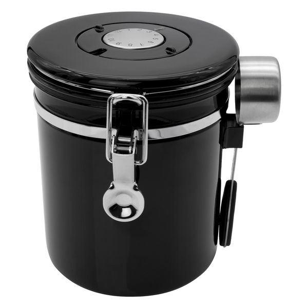 Regent Coffee Storage Canister S/Steel Black, 1.5Lt - 130mm Dia x 150mm