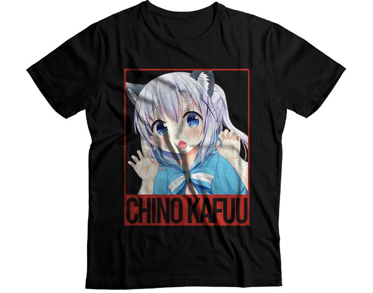 Chino Kafuu Is the Order a Rabbit Red Border Graphic T-Shirt