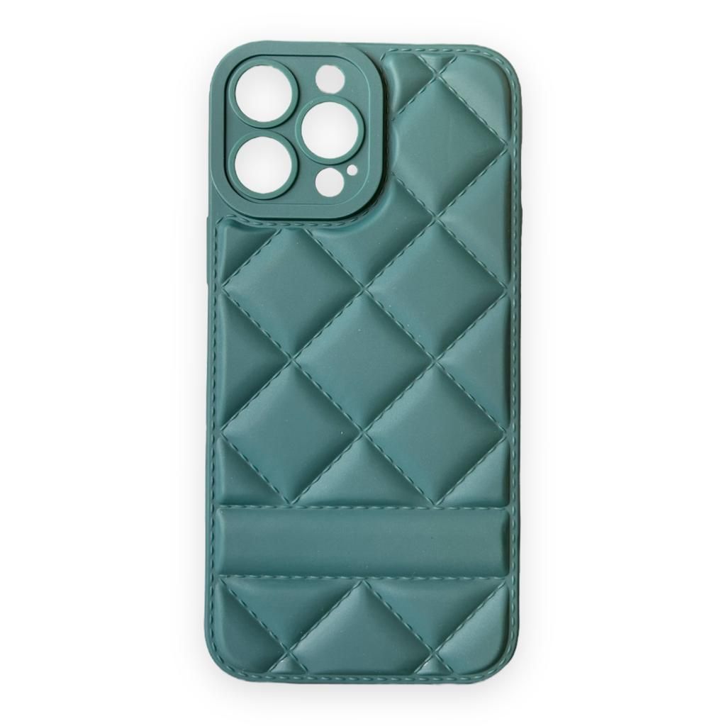 AMA Quilted Phone Case With Lanyard For iPhone 13 Pro Dark Green