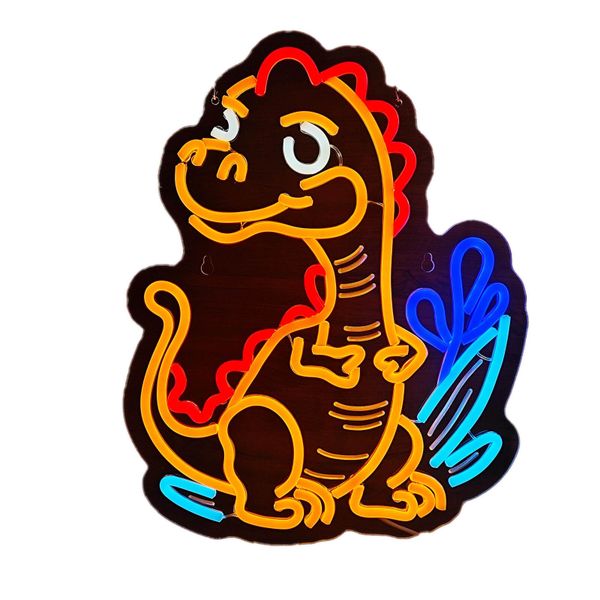 Cute Dinosaur Neon Sign Cartoon T-Rex Night Light LED Light Wall Art