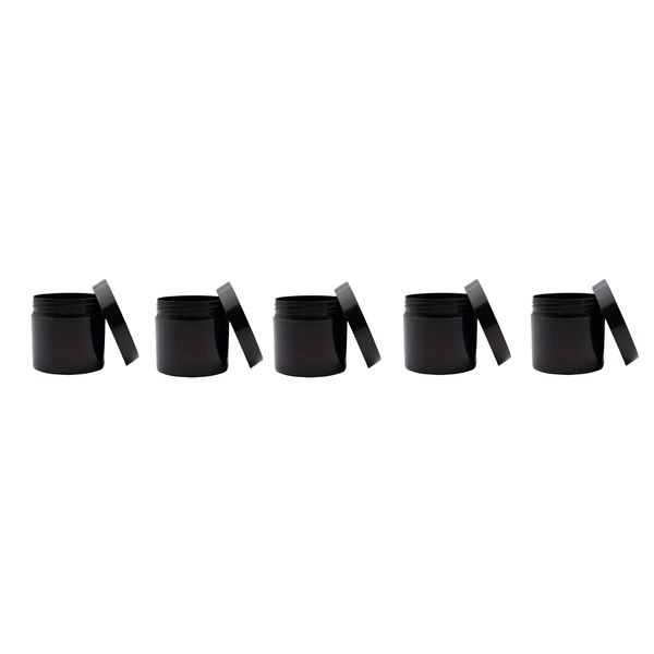 5 Pack Black Plastic Refillable Tubs with Lids - 50g