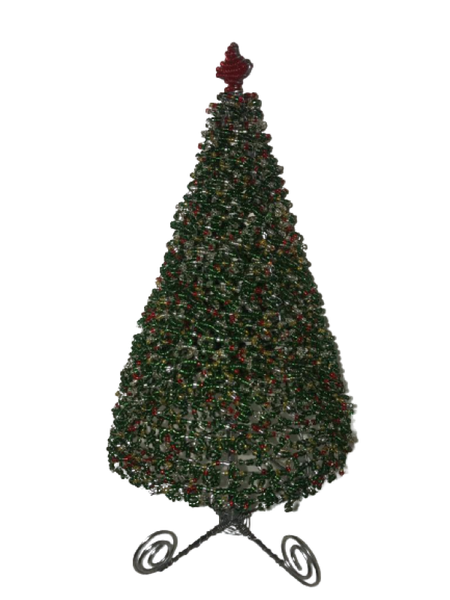 Handmade Beaded Christmas Tree (30cm Green and Red)