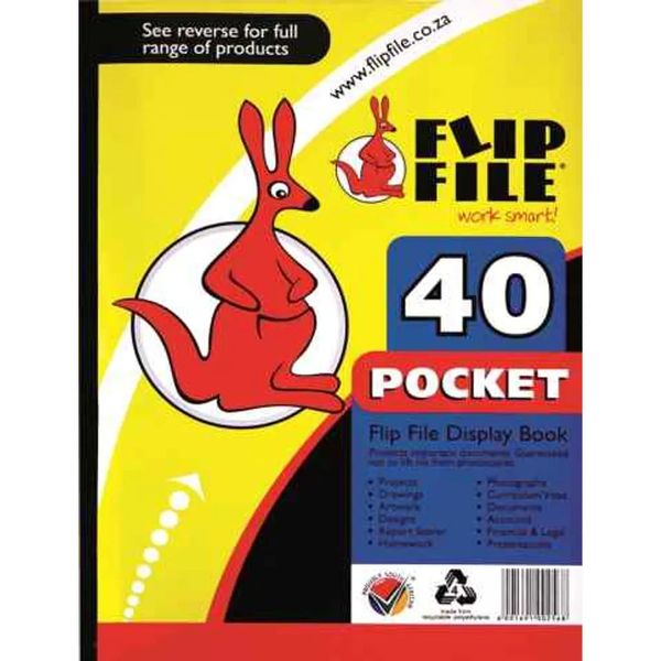 Kangaroo Flip File Display Book A4 40 Pocket