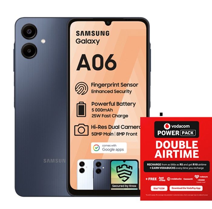 Samsung Galaxy A06 64GB Dual Sim - BlueBlack + Vodacom SIM Card Pack