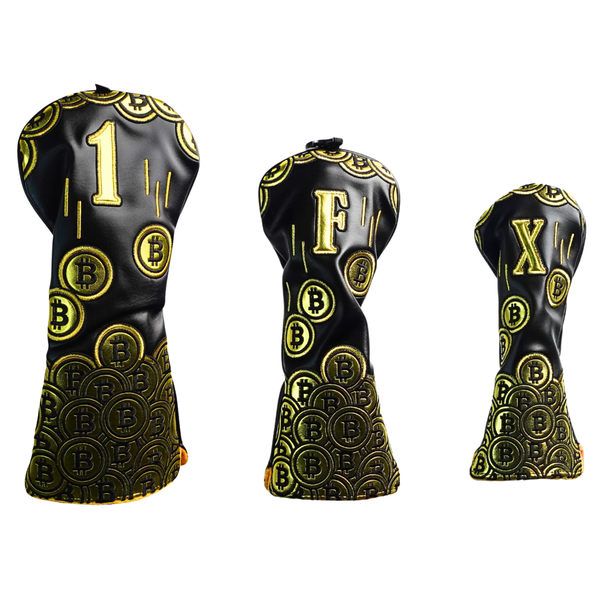 Bitcoin Golf Headcover Set for Driver, Fairway and Hybrid - 3 Piece