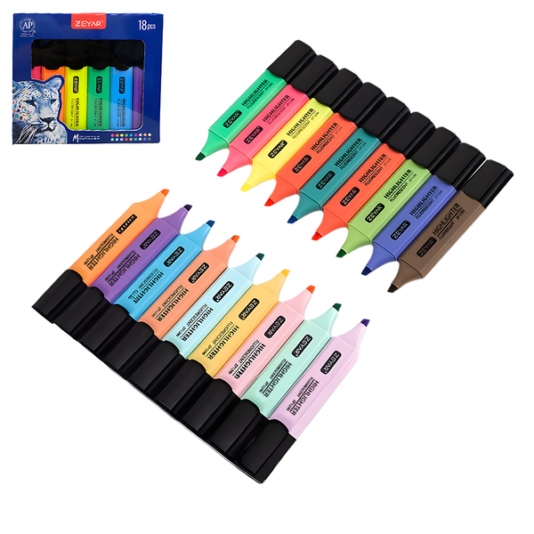 ZEYAR Pastel Highlighter Pen Set - 18 Colours, Morandi, Candy &amp; Macaron Shades