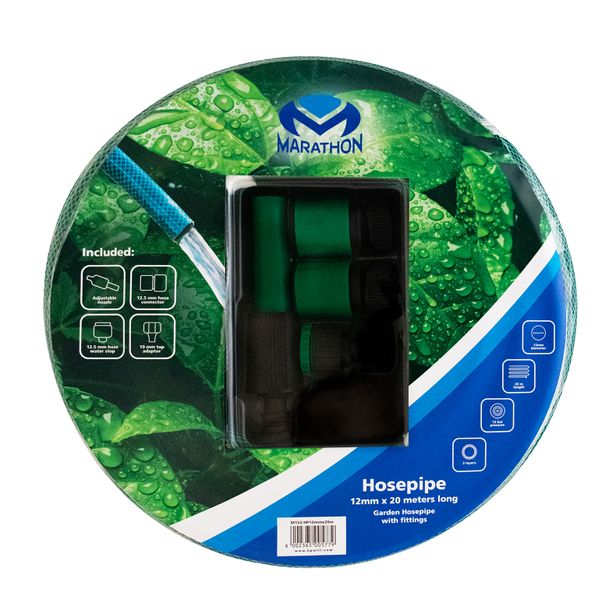 Marathon Garden Hosepipe 12mm x 20m (With fittings)