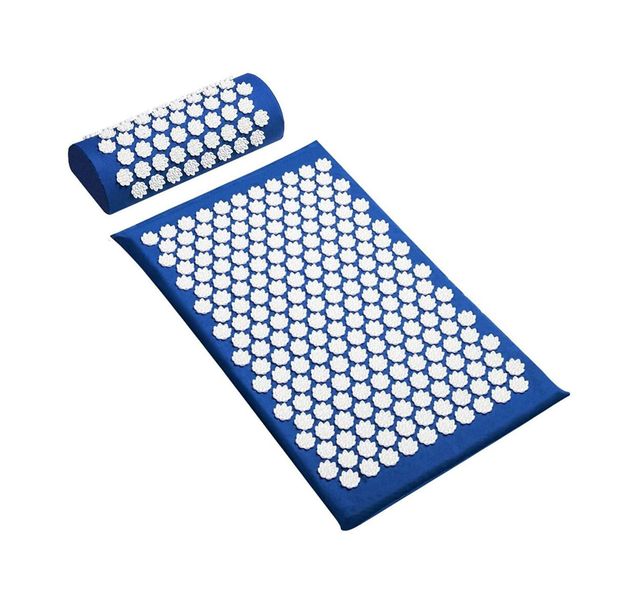 Acupressure Cushion Massage Mat and Pillow Set for Body Pain-Blue