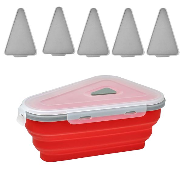 Silicone Collapsible Pizza Container Storage Box with 5 Trays
