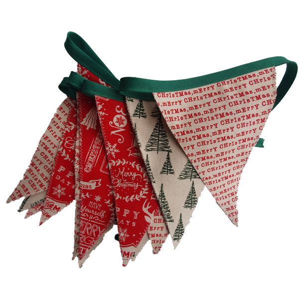 Christmas Bunting beige,red,green