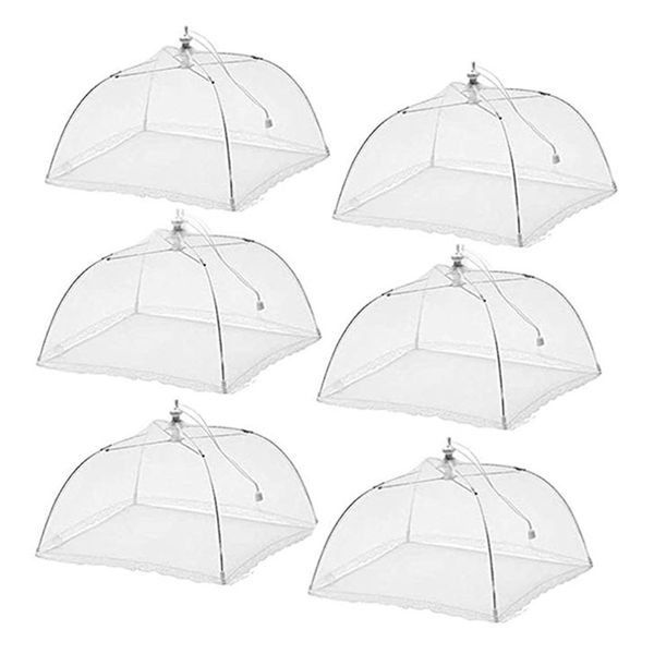 Food Cover Mesh Foldable 6 Set White