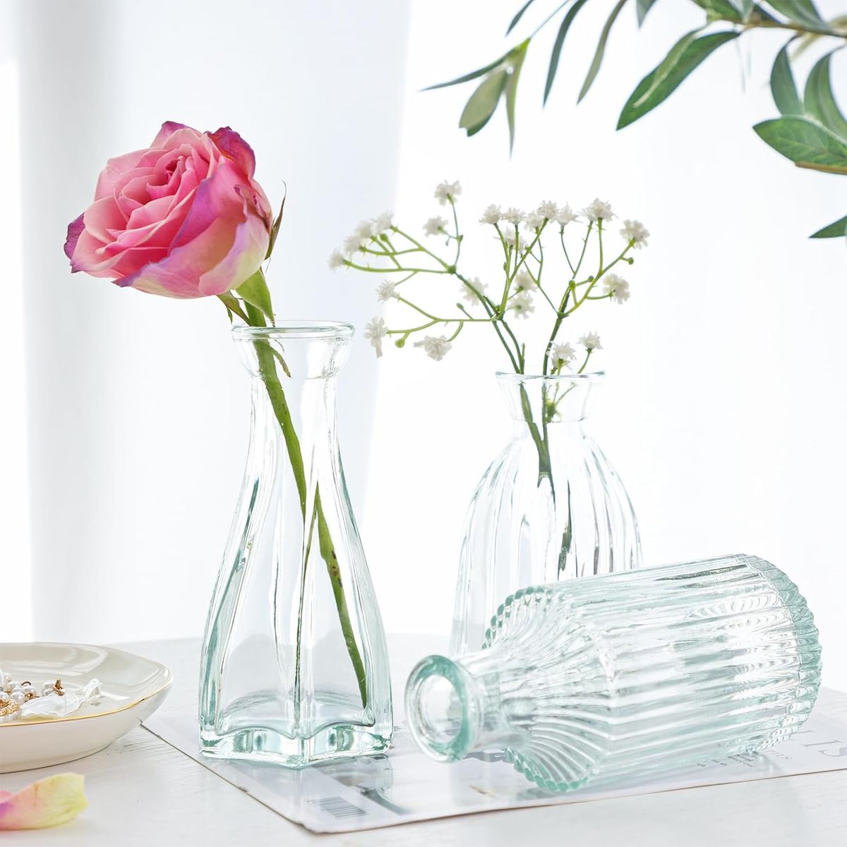 Antique Glass Vase セット 32 Pack Vintage Glass Bud Small Vase Set For Flower Home
