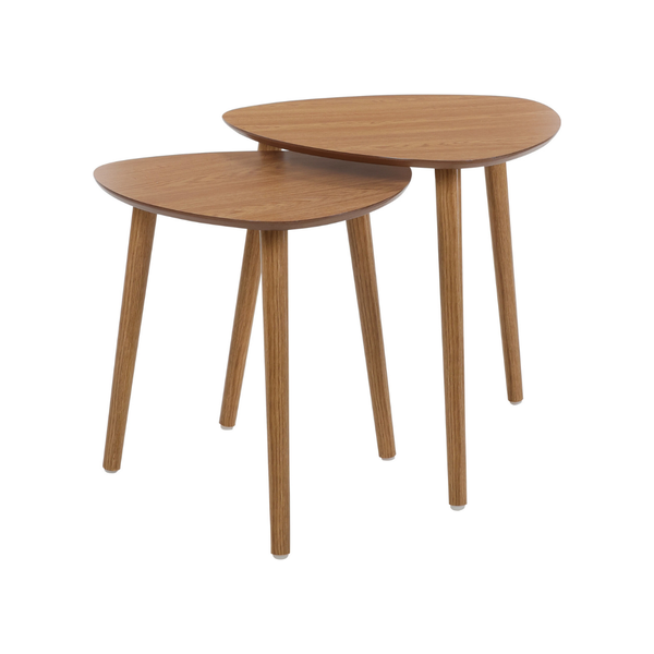 Two Piece - Triangular Side Table Natural Wood