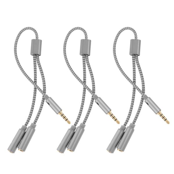 3pcs Headphone Splitter Cable Adapter for Headphones Microphone Extension