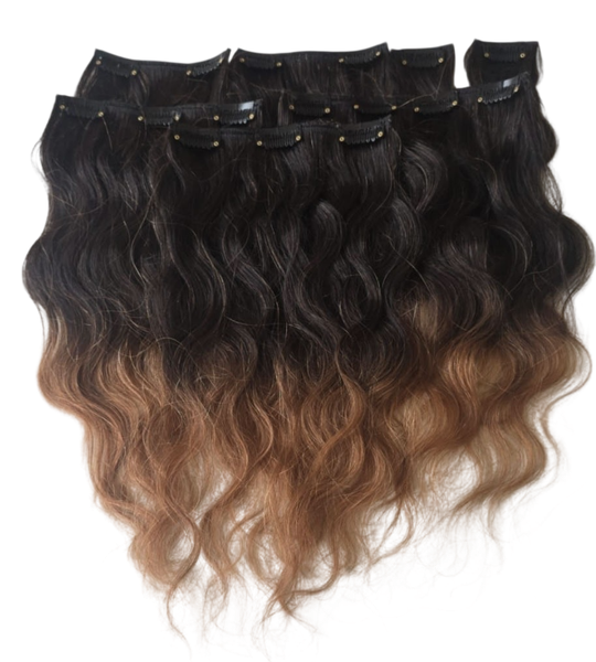 Wavy 1B-30 40cm XXL 7 Piece Clip in - 100% Brazilian Remy Human Hair