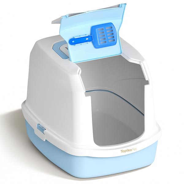 Topika Hooded Cat Litter Box with Scoop, Fully Enclosed, Leak-Proof