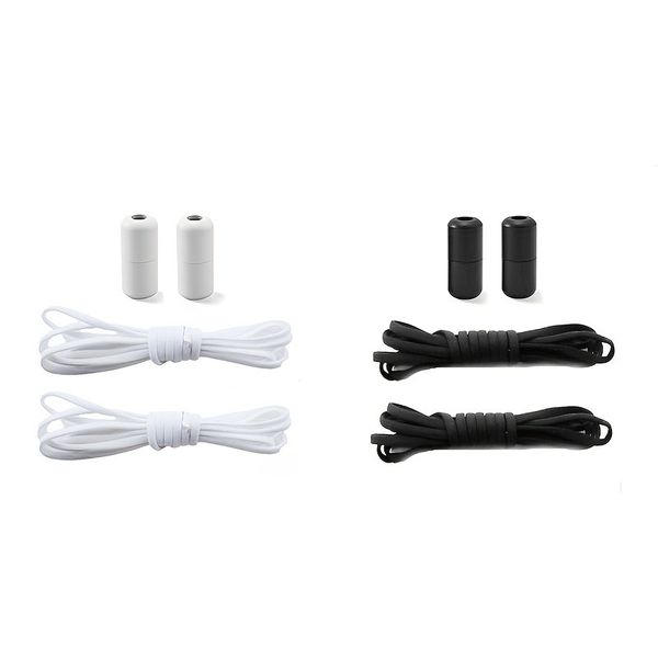 2Pairs Black &amp; White No-Tie Elastic Shoelaces | For Sneakers &amp; Skate Shoes