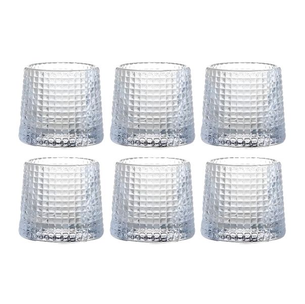 Old Fashioned Dancing Whiskey Glass Set of 6 with Rotatable Bottom