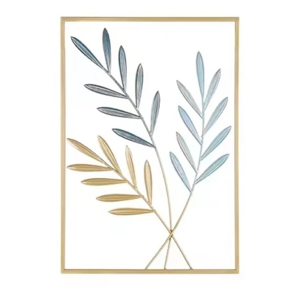 Home Decor Nordic Gold Blue Leaf Wall Hanging (43cm) - Monstera