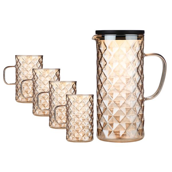 Blue Angel 5 Pieces Borosilicate Glass Jug And Tumbler Glass Set