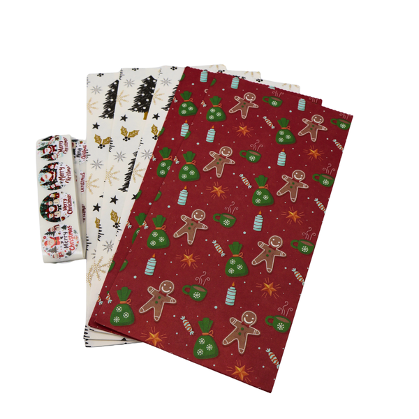 Gingerbread Man &amp; Christmas Tree Gift Bag Set -pkt of 5 with 20 gift labels