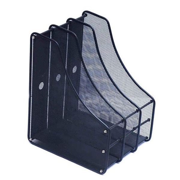 3-Tier Magazine Frame - Black Steel Mesh
