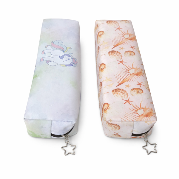 Pastel Unicorn &amp; Seashell Pencil Case with Star Zip Charm