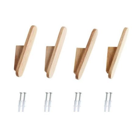 4 Piece Natural Wooden Clothes Hooks Wall Mounted Hat Hanger, Shop Today.  Get it Tomorrow!