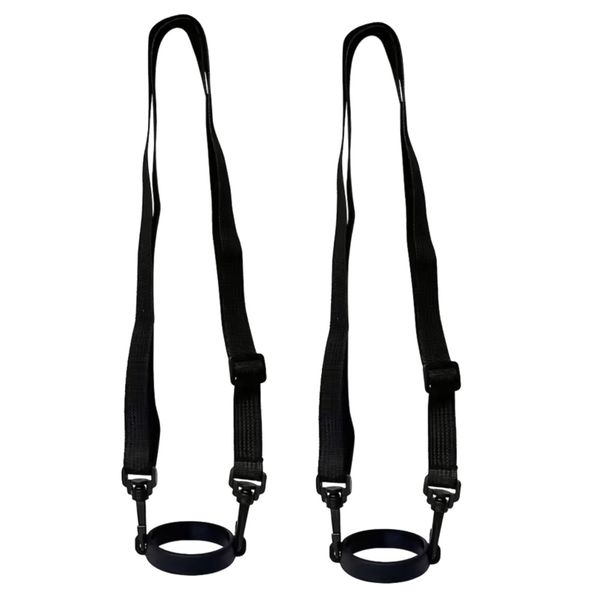 Sport Adjustable Black Water Bottle Shoulder Straps Set of 2 - 135cm