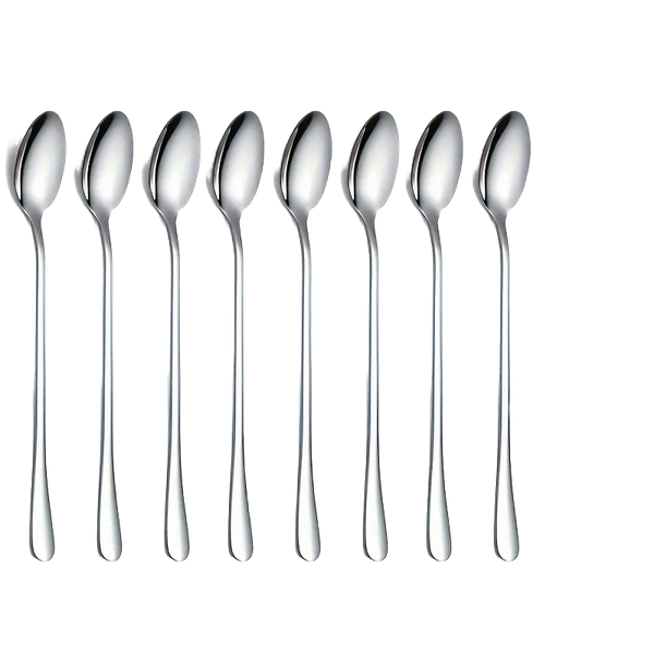 ANV Stainless Steel Long Handle Ice Tea ,Coffee, Ice Cream Spoon - Set of 8