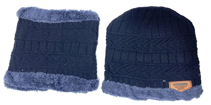 Beanie &amp; Winter Ski Neck Warmer -Thick Fleece Lined Warm
